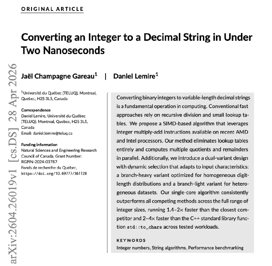 arXiv paper page showing the paper title, authors, and abstract