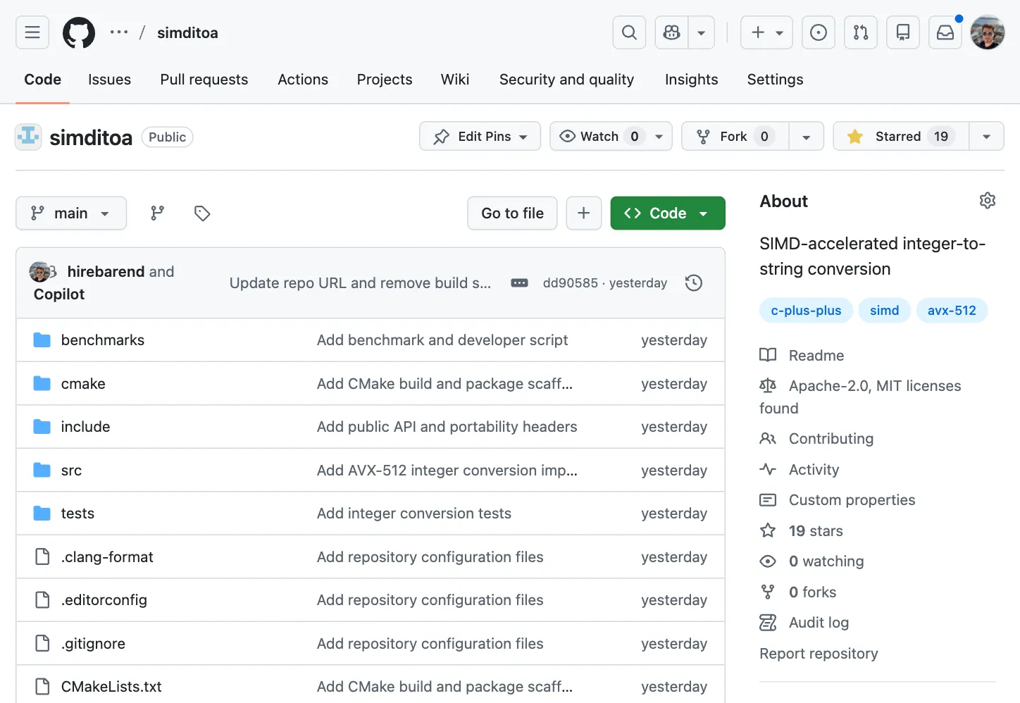 GitHub repository header for simditoa